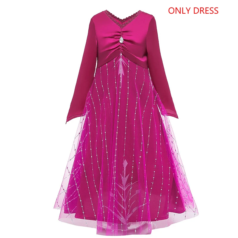 rose only dress Новинка; платье принцессы Эльзы для девочек; костюм Снежной Королевы; костюмы Анны и Эльзы; рождественские платья с розами; платье для дня рождения для детей - Цвет: rose only dress