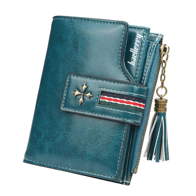 Fashion Small Oil wax Leather Wallet Women Stylish Zipper & Hasp Card Wallet Woman High Quality Short Credit Card Holder Purse 6
