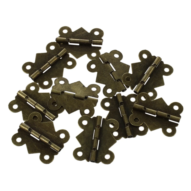 

10pcs Mini Butterfly Style Hinges for Dolls Houses Jewelry Box - Gold
