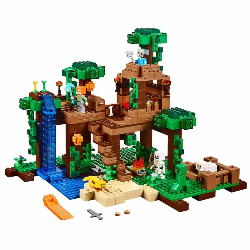 Jungle Tree House Building Blocks With Steve & Alex Action Figures Compatible My World Bricks Set Gifts Toys 21125 Jungle Tree House Building Blocks With Steve & Alex Action Figures Compatible My World Bricks Set Gifts Toys 21125