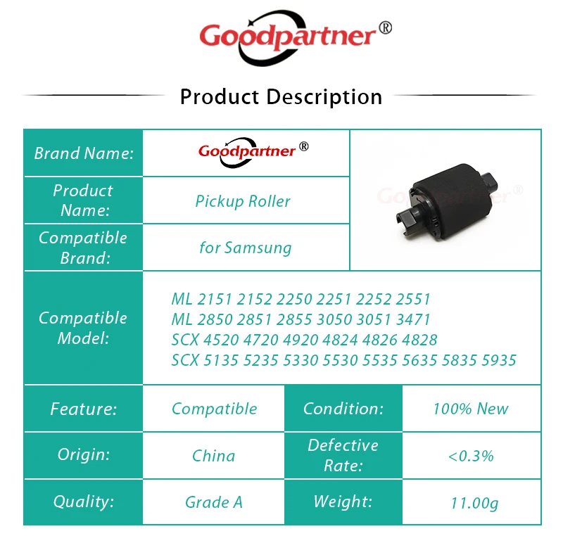 Pickup Roller para Samsung ml 2250 2251 2551 2850 2851 2855 Scx 4520 4720 4920 4824 4826 4828 5135 5235 5330 5530 5535 5635 30x - Imagem 4