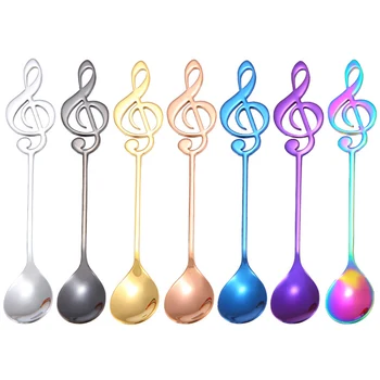 

1Pcs Stainless Steel spoon Creative Flatware Music note Spoon Milk Coffee Teaspoon Ice Cream Candy Teaspoon accessories
