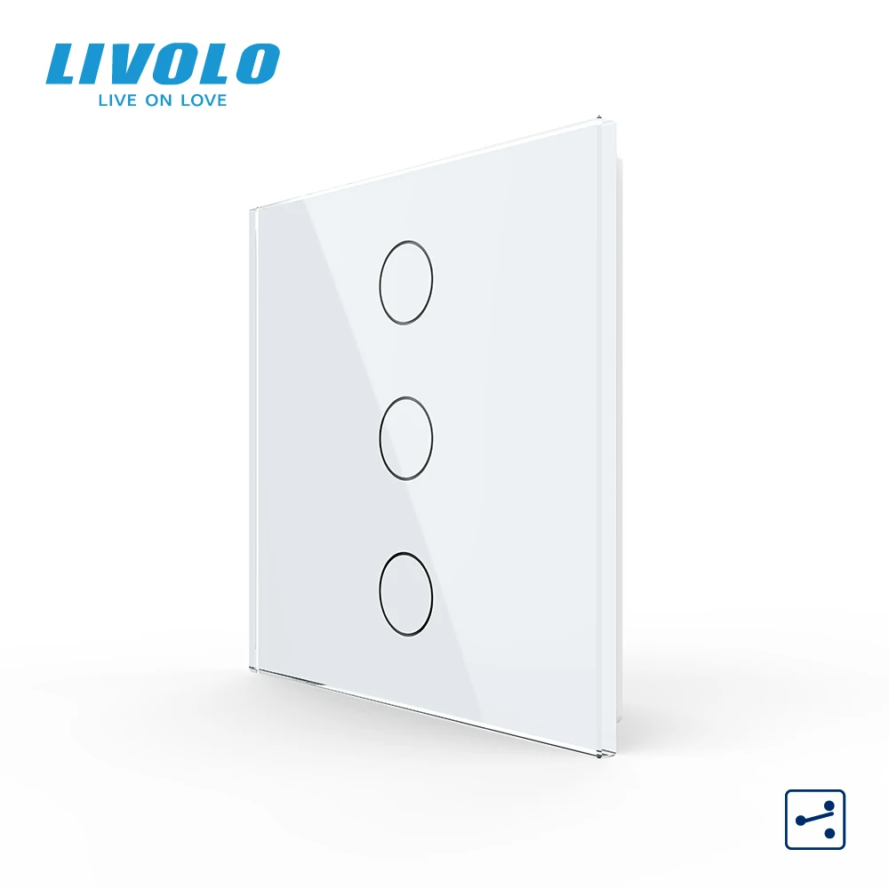 

Livolo UK Standard 3Gangs Touch Light Switch,2Ways Cross Control,AC 220-250,Glass Panel Sensor Control