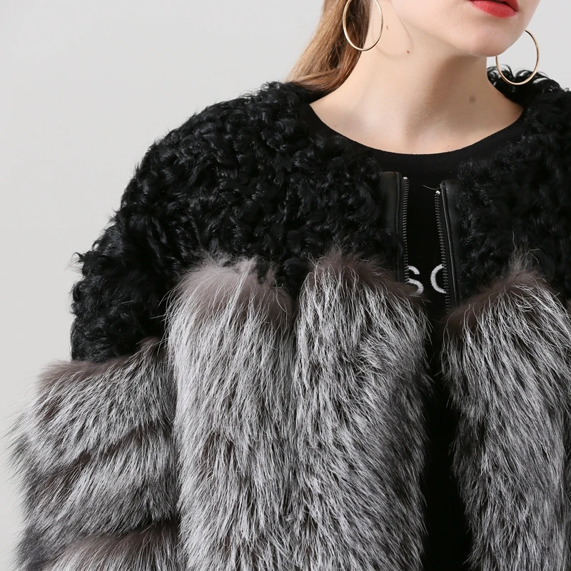Top QIUCHEN  PJ19023 2019 new arrival  real fox fur coat with real sheep fur fashion mode hot sale Free shipping 3