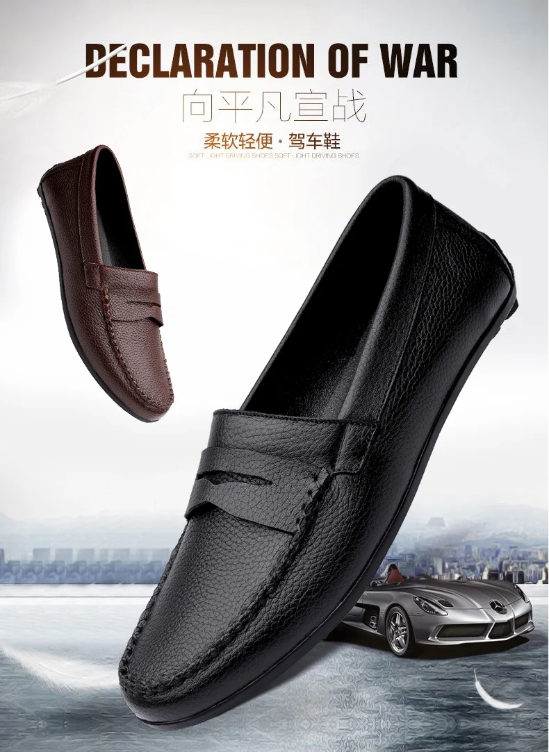 Mayba Männer Slipper Rindsleder Schuhe hochwertige Freizeit schuhe Flat Slip auf Größe 37-46 – Detail 6