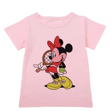

Disney Summer Children Clothes Novelty Print Mickey Donald Duck T-shirt Boys Girls Cotton Cartoon Top Fashion White Pink Blouse
