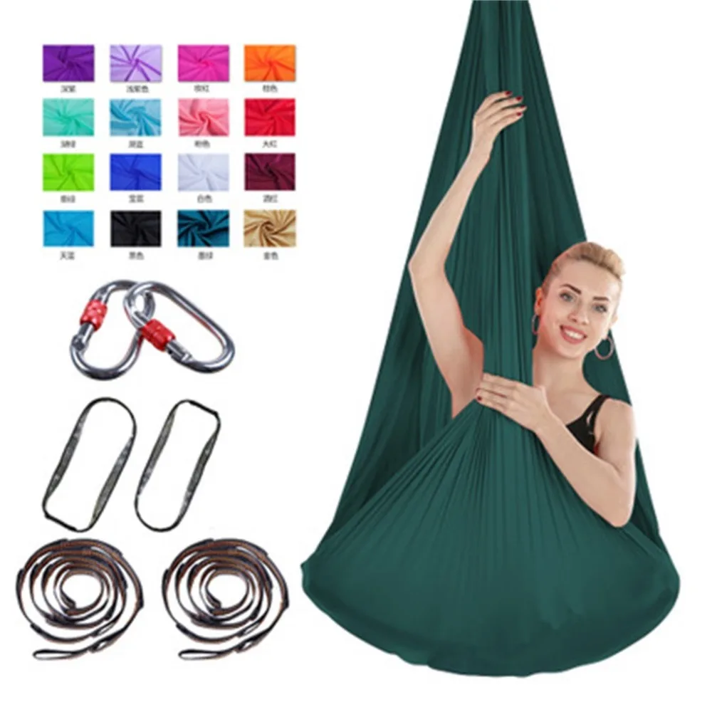 4m wide stretch aerial yoga hammock indoor silk anti-gravity yoga free knotted knot and rope aerial yoga swing set yoga 30S30 (36)