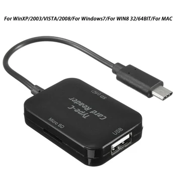 

Multifunctional Hub ABS Type C To USB 2.0 Memory Card Reader OTG Adapter Converter TF Tablets Mobile Phone Black Durable Combo