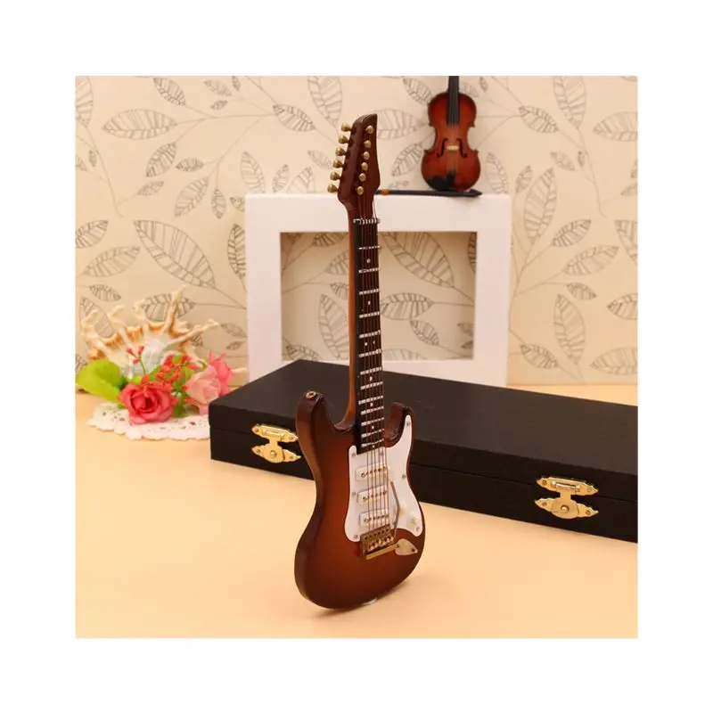 Новая модель Мини электрогитары миниатюрная гитара Реплика инструмент Декор Орнамент - Цвет: Coffee