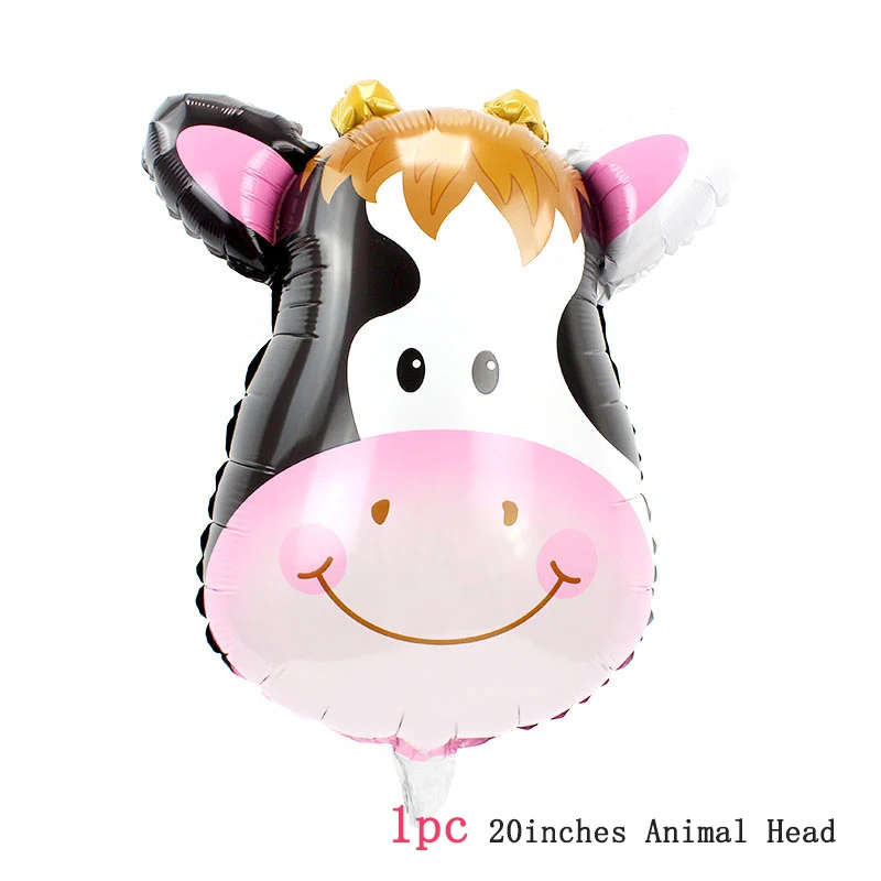 20inch cow Лесные гелиевые шары в форме животных для дня рождения принадлежности лиса Ежик белка енот воздушный шар из фольги Детские вечерние принадлежности - Цвет: 20inch cow