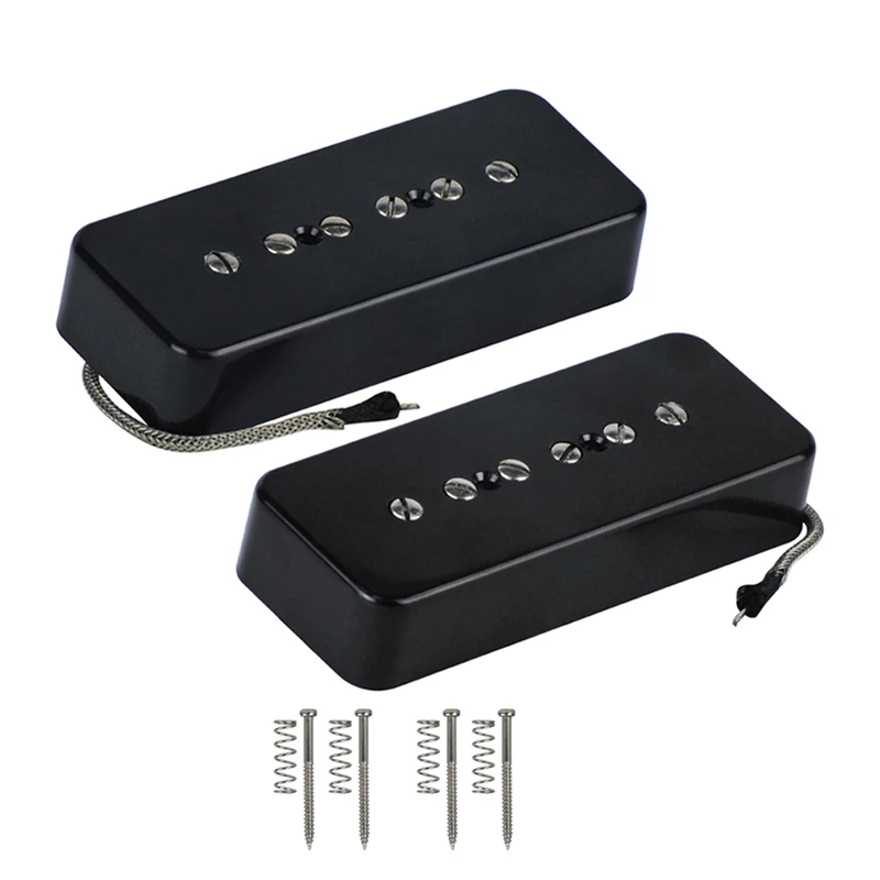 Set of Neck Bridge Soap Bar P90 Pickup Alnico 5 Electric Guitar Single Coil Parts Black | Спорт и развлечения