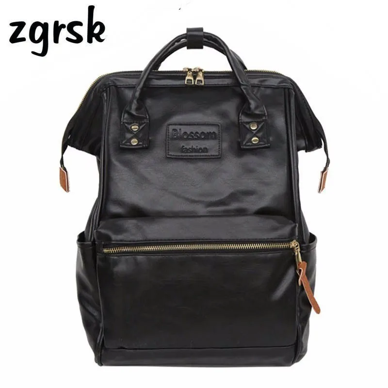 Student Backpack Laptop Women Bag Female Vintage Mochila Teenage Pu for Ladies