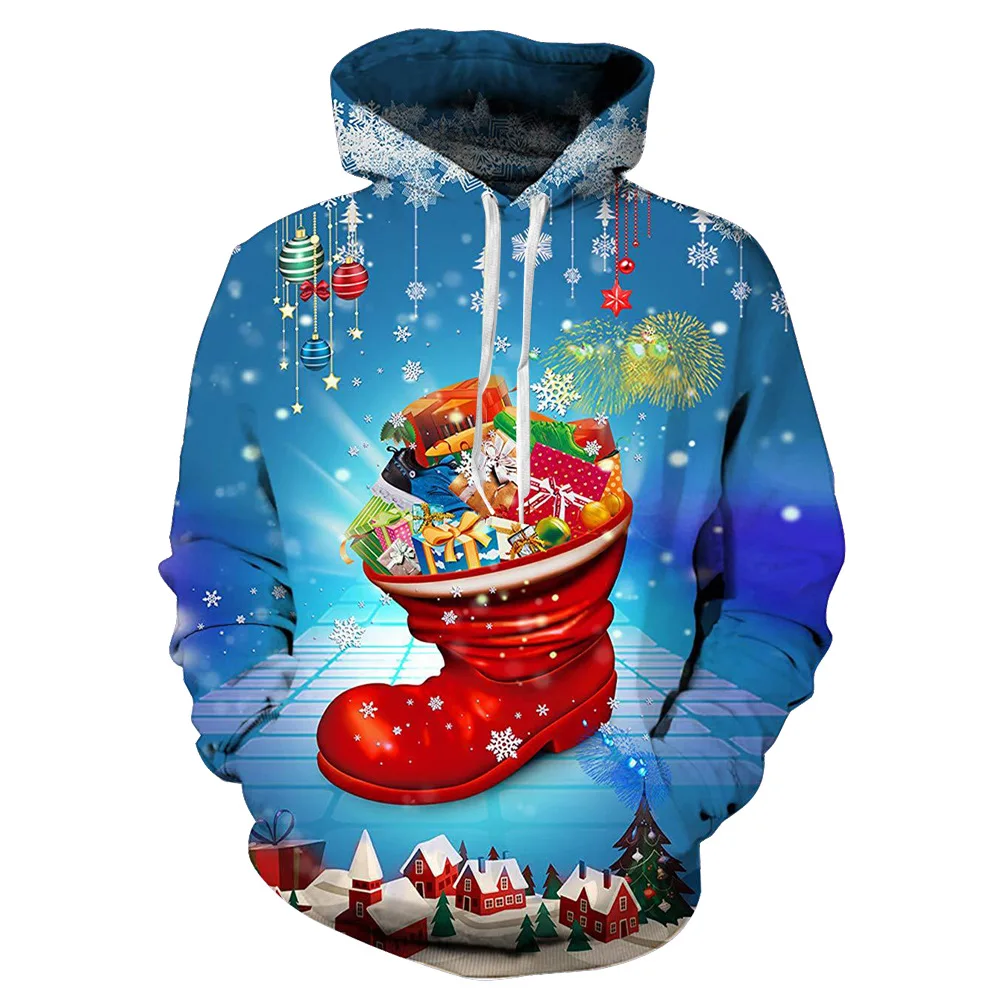 Christmas Hoody 5 Одежда для рождественских праздников одежда для мамы и дочки с объемным капюшоном Семейные парные наряды с объемным рисунком крутая одежда для всей семьи 5XL - Цвет: Christmas Hoody 5