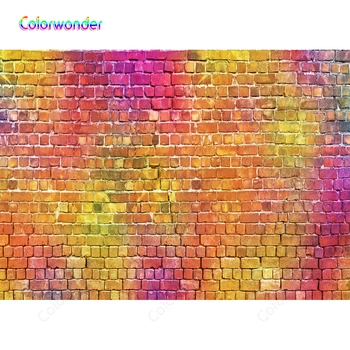 

Bright-coloured creativity brick wall street art hiphop Photocall Birthday Party Backdrop red yellow custom