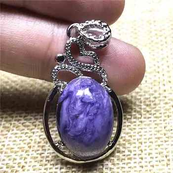 

Genuine Natural Purple Charoite Beads Pendant For Women Man Crystal Stone 33x19mm Beads 925 Silver Beauty Fashion Jewelry AAAAA