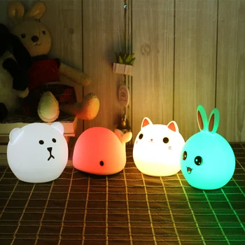 

Touch Silicone Led Night Light USB Rechargeable Baby Children Kids Gift Animal Cartoon Lamp Bedside Bedroom Living Room