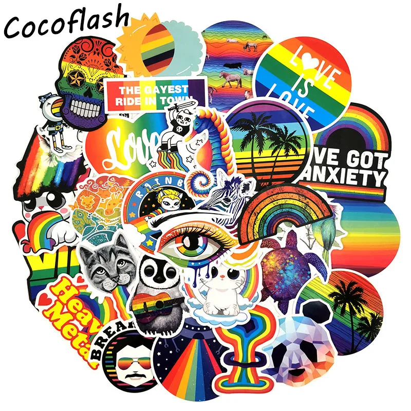 100PCS/Pack Cartoon Vsco Rainbow Stickers Waterproof For Laptop Fridge Phone Skateboard Travel Suitcase Luggage Cool Sticker