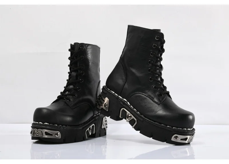 Botines negros estilo Punk de plataforma para hombre con cordones y  cremallera botas de moto Otoño Invierno para Hombre Zapatos gruesos góticos  decoración metálica JUN（#Fur-Black） | Linio México - GE598FA17O24DLMX