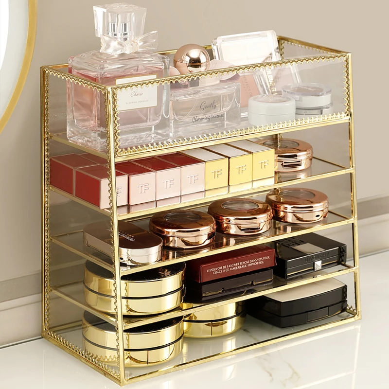 Goldene Glas 5 Grid Make Up Organizer Lagerung Box Kosmetische Pulver  Kuchen Lippenstift Lidschatten Nagellack Display ständer Rack  Halter|Aufbewahrungsboxen & Behälter| - AliExpress