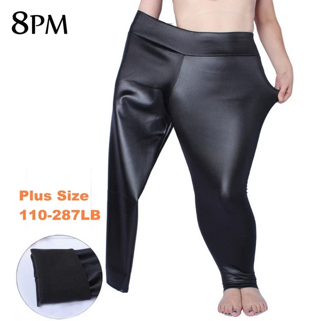 Plus Size Faux Leather Leggings Women Stretchy High Waist Pants