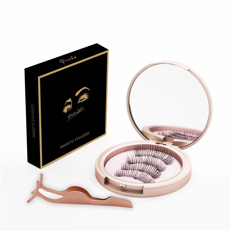 

Natural False Lashes Magnetic Eyelashes Easy To Wear Make Up Tool Long Lasting Black Handmade Magnet Eye Lashes With Tweezers