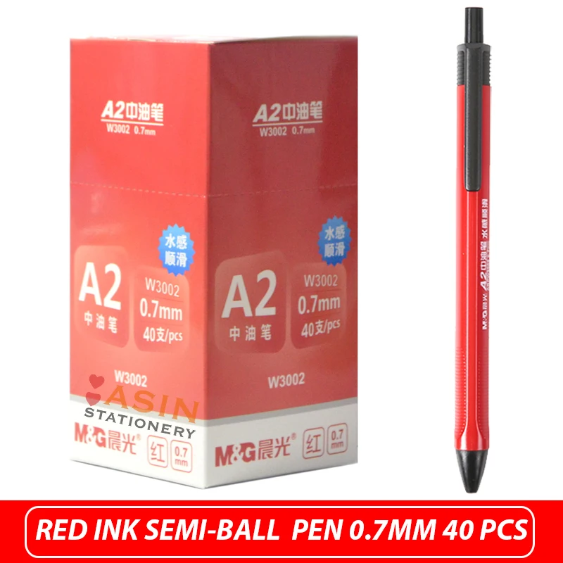 M& G Классическая Шариковая ручка для письма TR3 0,7 мм черная/синяя экономичная Шариковая ручка для школы и офиса, шариковая ручка для подарка - Цвет: Red 40pcs