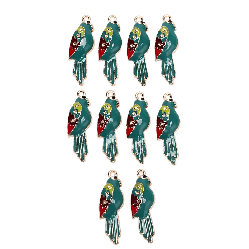 10PCS DIY Jewelry Accessories Gold Color Enamel 3D Little Sparrow Colorful Bird Charm Fit Bracelets Women Beads& Jewelry Making