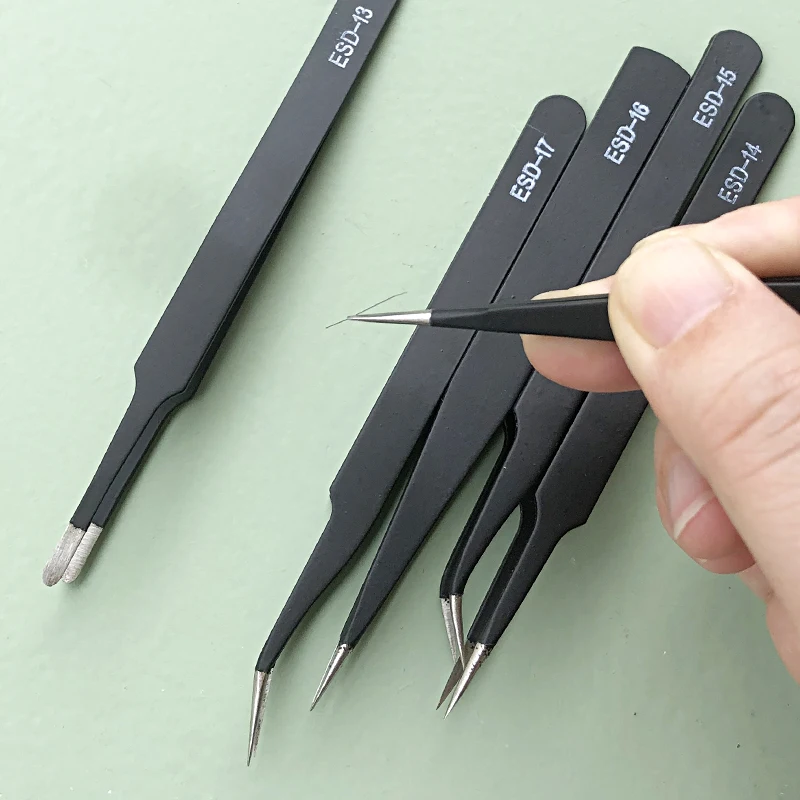 Lurayee High Precision Anti-Static Tweezers Straight Curved Eyebrow Nippers Nail Art Sticker Rhinestone Picking Tool eyebrow tweezers nail art tweezers