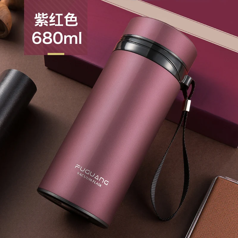 Unbreakable Thermos Strainer Thermo Mug Flasks Insulate Tea Cup Simple Modern Stainless Steel Vacuum Insulated Tumbler KK60BW
