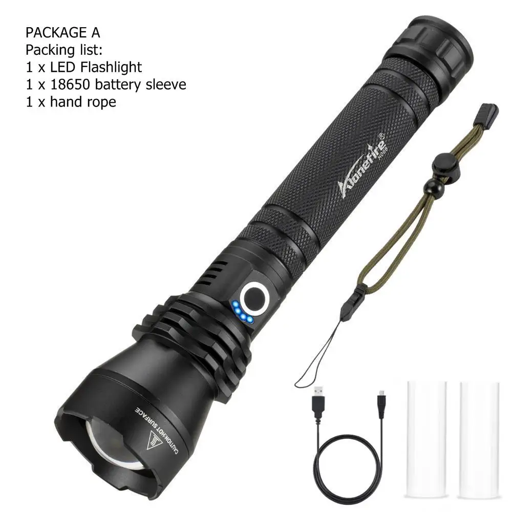 PACKAGE A AloneFire H006 XHP50 самый мощный фонарик USB Zoom СВЕТОДИОДНЫЙ Фонарь тактический фонарь для самообороны охоты Xlamp 26650 аккумулятор - Испускаемый цвет: PACKAGE A