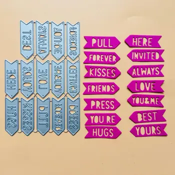 

Words Arrow Metal Cutting Dies Stencil Scrapbooking DIY Album Stamp Paper Card Embossing Decor Craft New Dies for 2020
