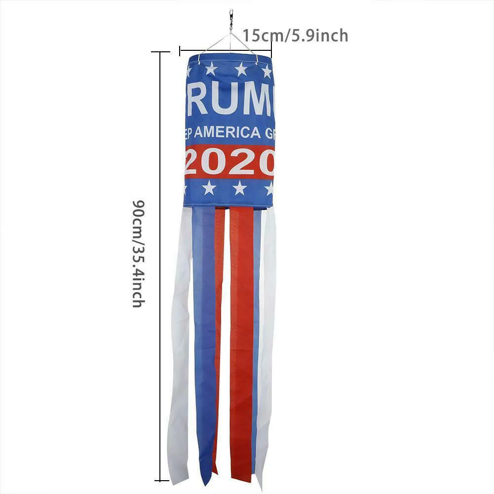 Tassel Design Hanging Type Windsock Polyester Wind Flag Practical Durable Stars Stripes Fade Resistant Garden America Patriotic