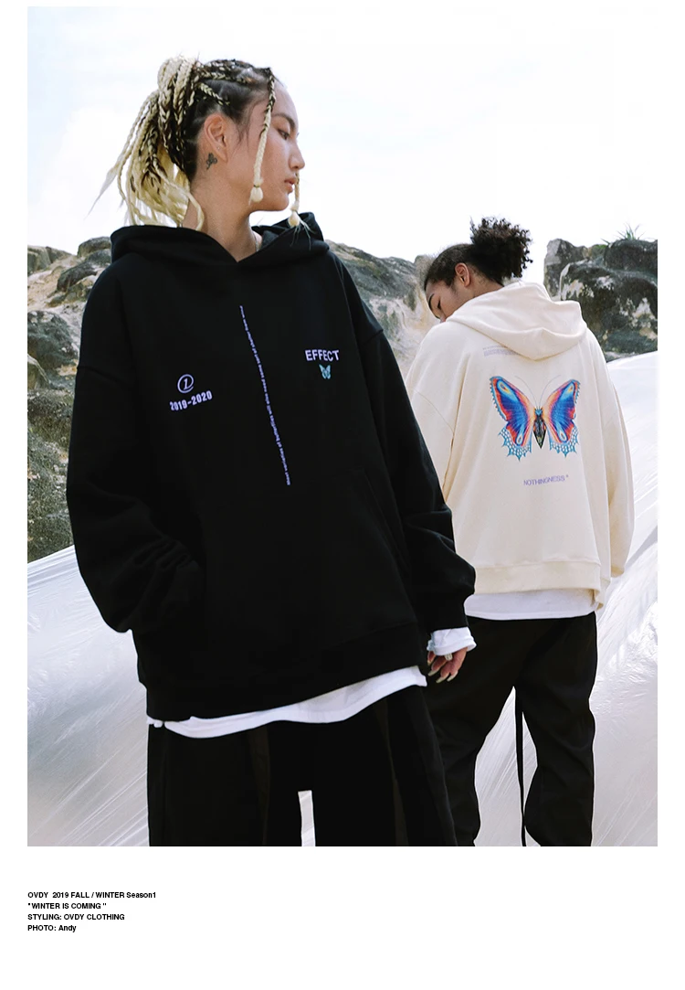 Side view of butterfly print hoodie
