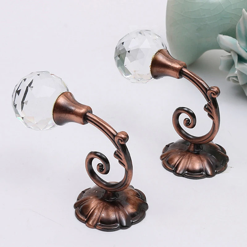 2pcs Large Curtain Rods Accessoires Metal Crystal Glass Curtain Holdback Wall Tie Back Hooks Hanger Holder