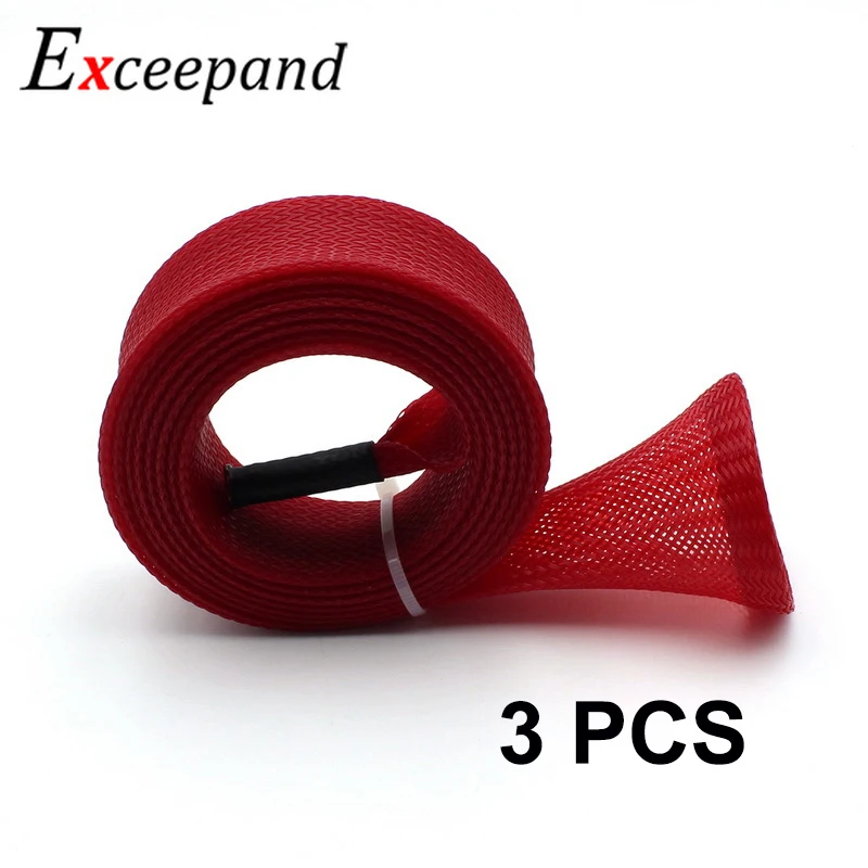 Lot 3 Exceepand Red Casting Fishing Rod Cover Braided Mesh Rod Protector  Pole Sleeves 30 mm Width Rod Socks Jacket Fishing Tool - AliExpress