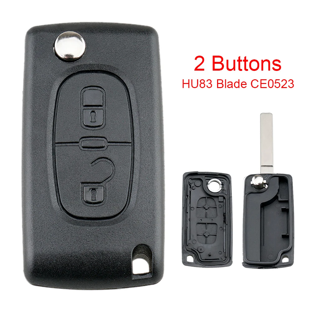 

2 Buttons Plastic Car Key Case Fob Replacement Flip Folding Car Key Shell with Uncut Car Flip Key Fit for Citroen C2 C3 C4 C5 C6