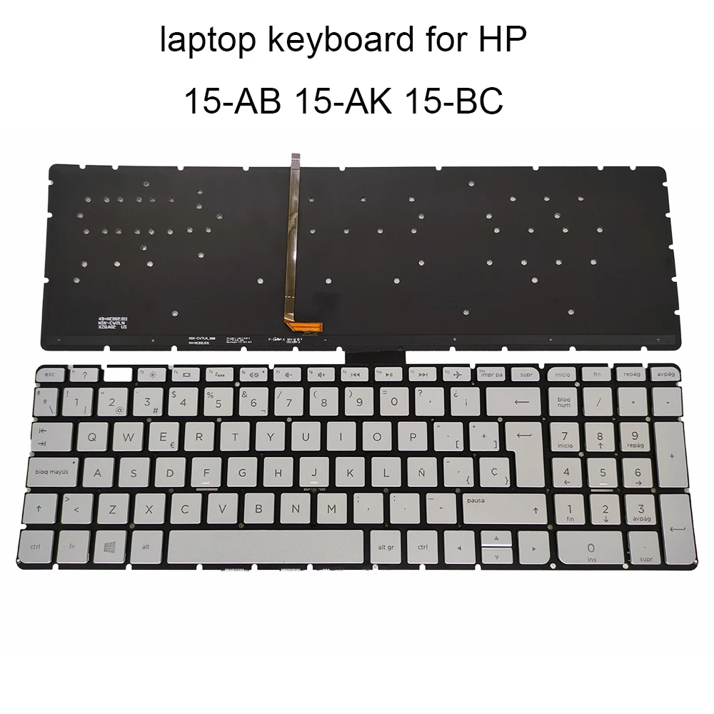 Teclado sp po Backlit para hp Pavilion Teclados Prateados Espanhol es la Layout Português Novo Original Nsk Cw5bc 15 ab 15-ak 15-bc