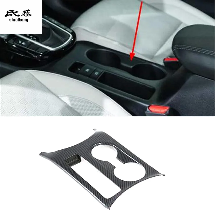 

1lot ABS carbon fiber grain front glass cup decoration cover for 2019 2020 KIA SELTOS car accessories