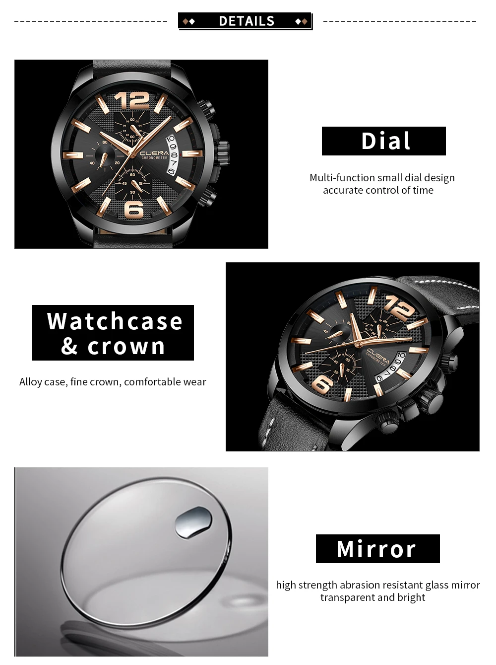 Clearance Sale New Mens Watches Top Brand Leather Chronograph Waterproof Sport Automatic Moon phase Quartz Watch For Men