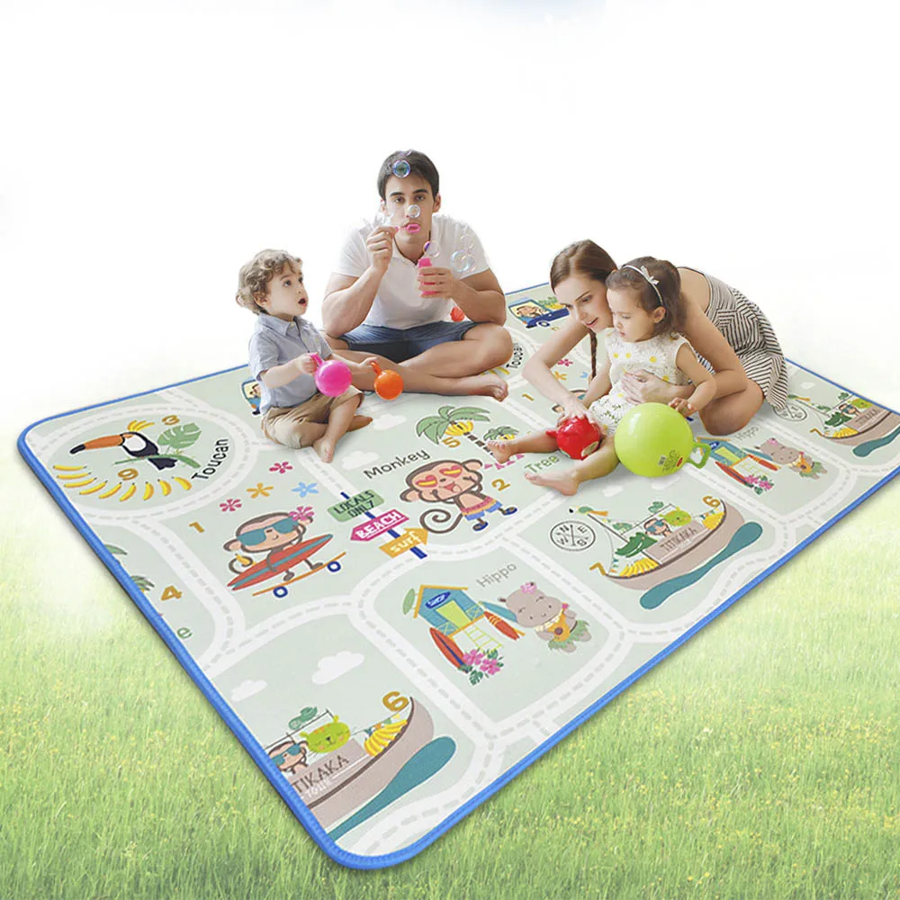 Monkey Holiday BabyGo детский коврик для ползания с животными+ обезьянка Детский развивающий коврик игровой коврик Пазлы водонепроницаемый уличный пляжный коврик для пикника детский игровой коврик - Цвет: Monkey Holiday