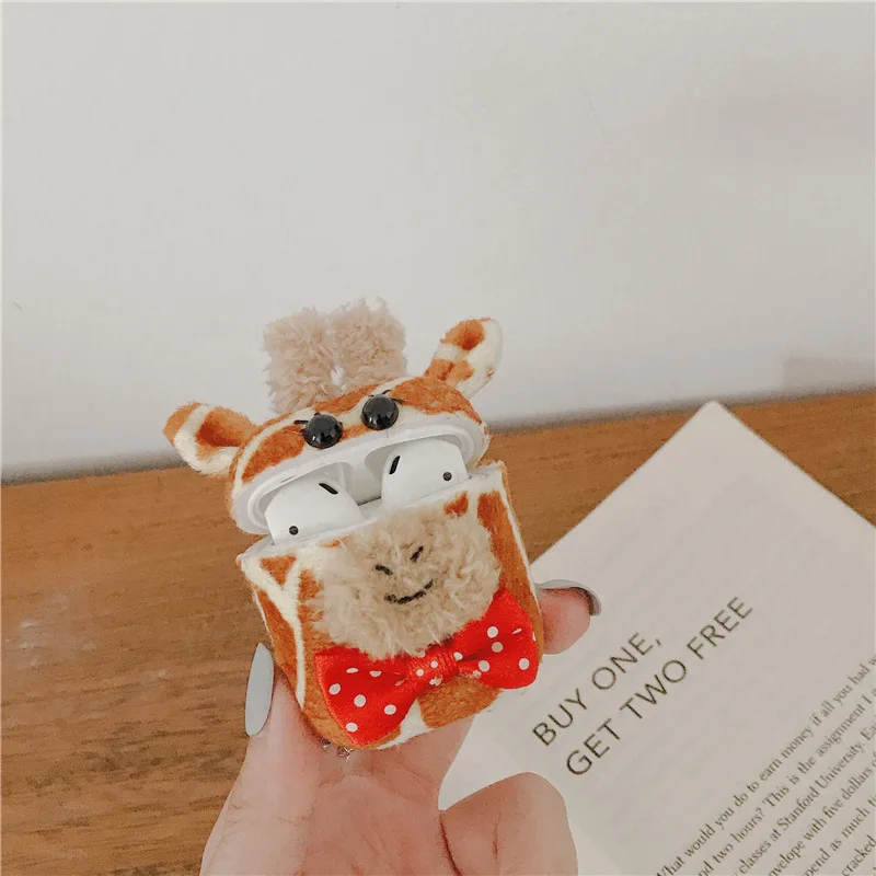 

Cute Cartoon Plush Giraffe and Dog Doll for AirPods Wireless Earphone Bluetooth Protective Cover For Air pods 1 2 Headphone Case