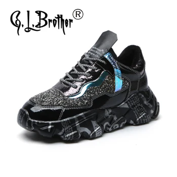 

Dad Shoes Chunky Sneakers Women Platform Autumn Winter Crystal Casual Sports Trendy Women Vulcanize Shoes All-match