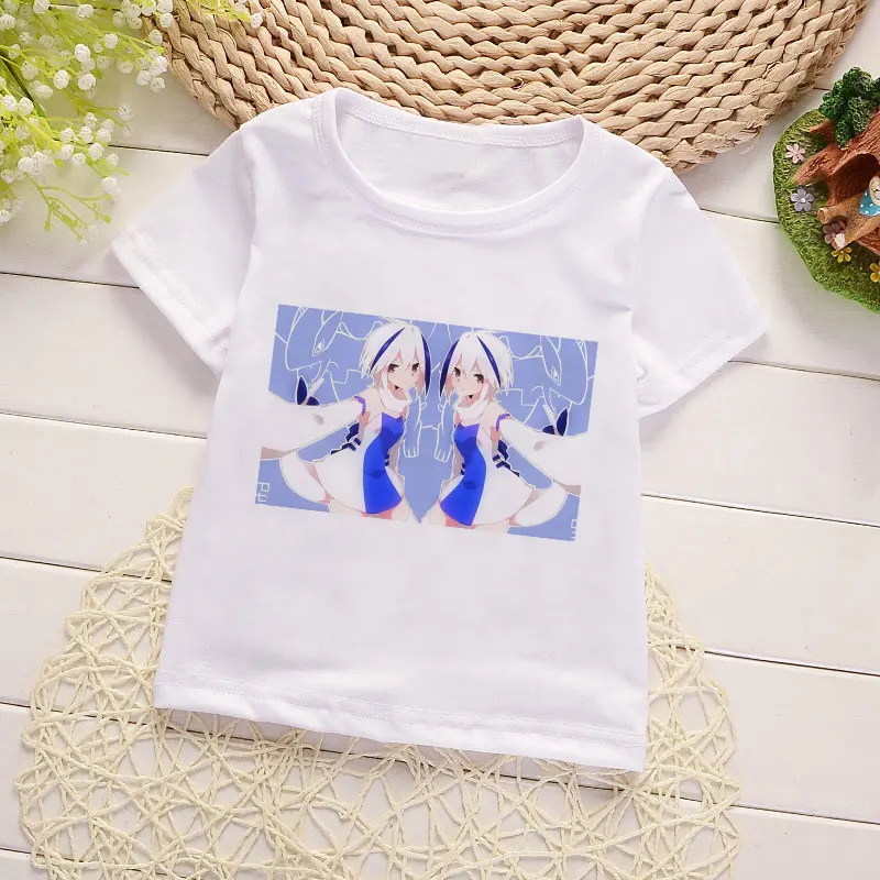 Новые японские футболки для мальчиков с принтом Kawaii для девочек летние рубашки для малышей белая одежда футболка для девочек модная забавная повседневная одежда