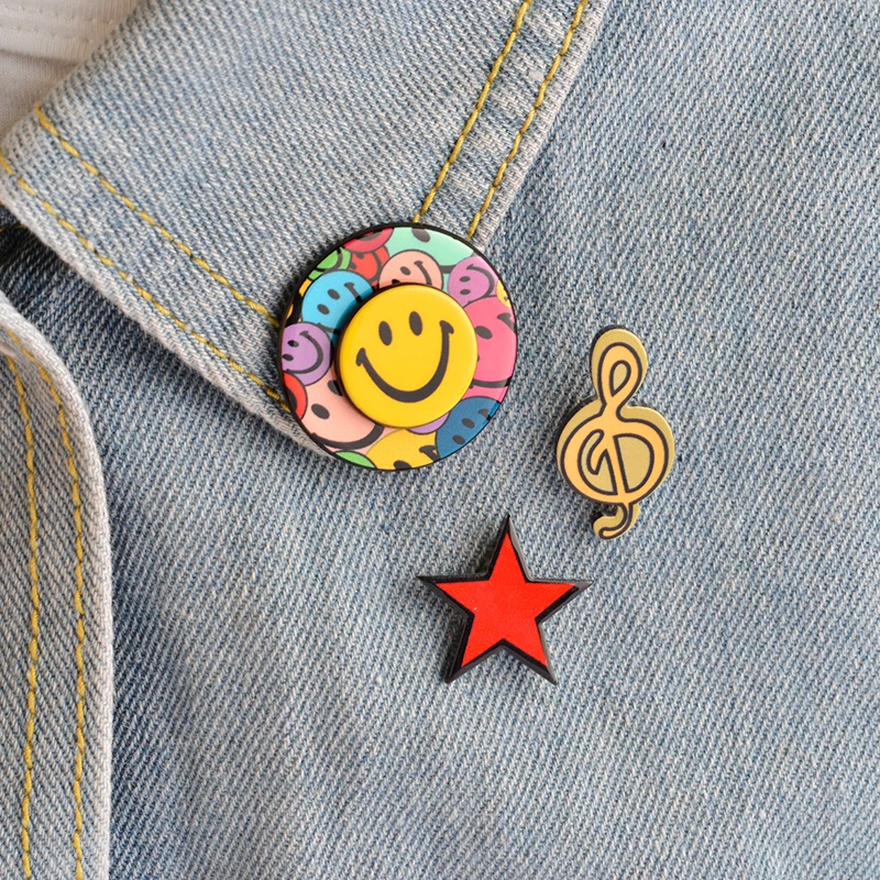 

1-4 pcs/set pin Cartoon Emoji Music Note Red star enamel pin brooch Cute kids gift Lapel pins badge Shirt bag jewelry wholesale