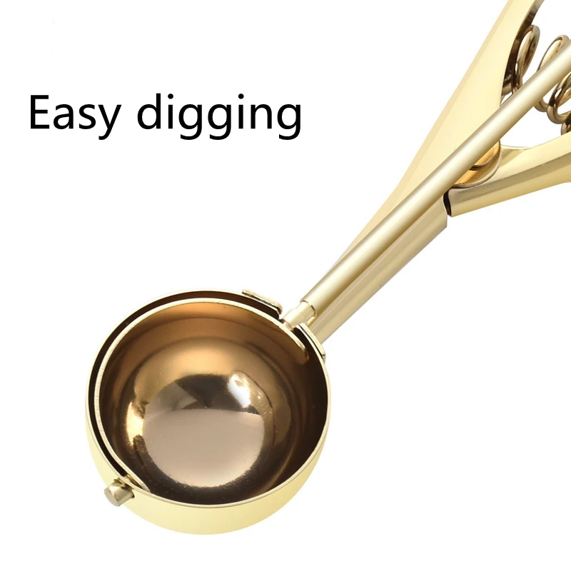 Ice Cream Spoon Stainless Steel Ice Cream Tools Cookie Scoop Icecream Spoon Kitchen Sticks Mashed Potatoes Watermelon 1PCS