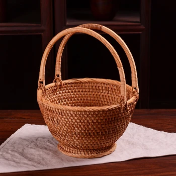 

Vietnam Modern Personality Home Furnishing Rattan Weaving Spike Flower Basket Fruit Vegetable Egg Snacks Storage Box LB91909