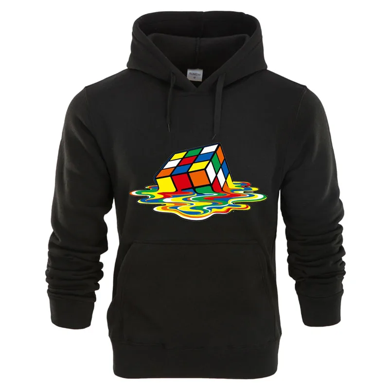 Мужские толстовки, новая весенне-осенняя модная Толстовка Rubik's Cube с принтом, мужские повседневные толстовки, Мужская теплая и велюровая Толстовка