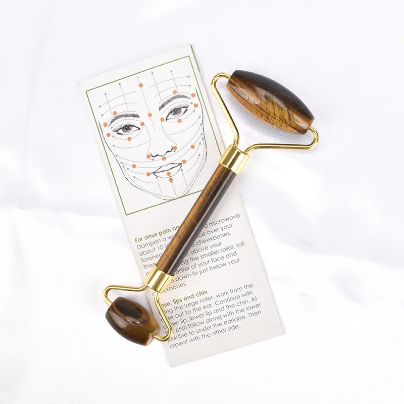 Natural Stone Tigers Eye Facial Rollers Lifting Massager Removal Smooth