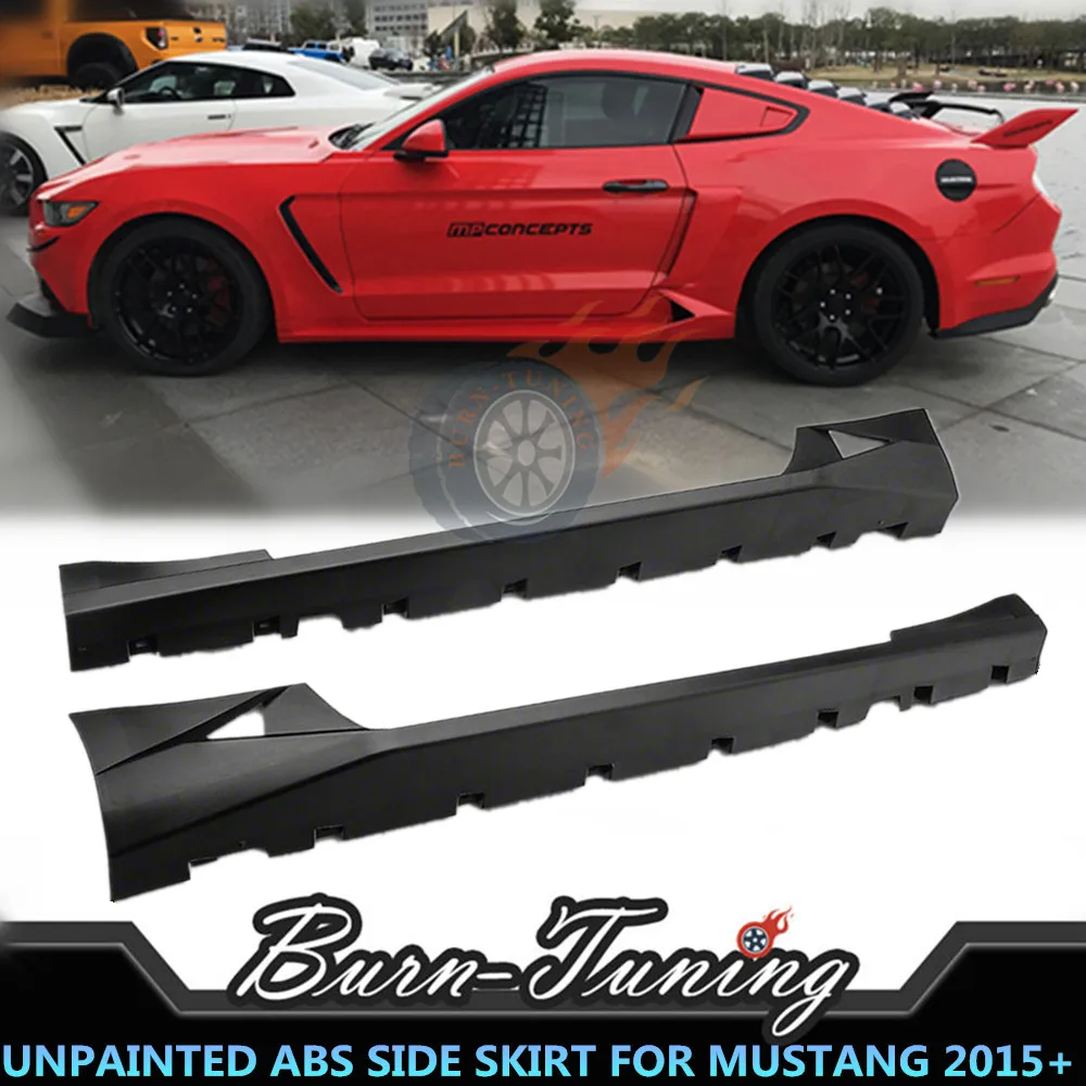 

For Lamborghini Style Unpainted ABS Side Skirt For Ford Mustang 2DR Coupe 2015-2019 Side Splitters Car Restyling Parts