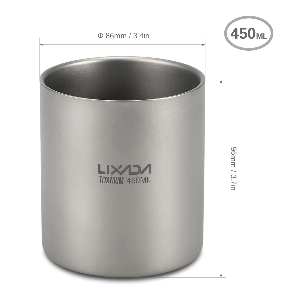 Lixada 450 мл титановая Изолированная чашка для воды с двойными стенками дома улицы